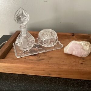 VINTAGE PERFUME BOTTLE TRINKET BOX VANITY 3 PC SET CRYSTAL BY PRINCESS HOUSE